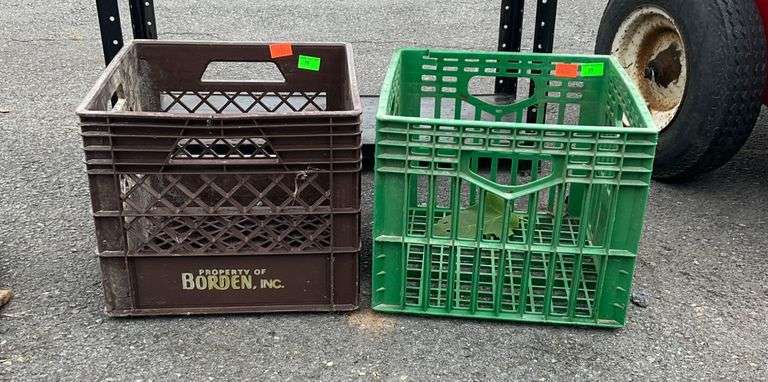 Plastic Storage Crates with Visible Cracks