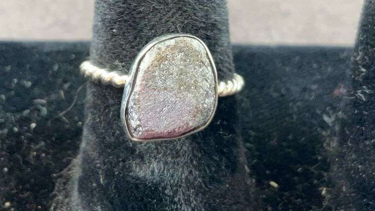 Sterling silver rough cut ruby size 5