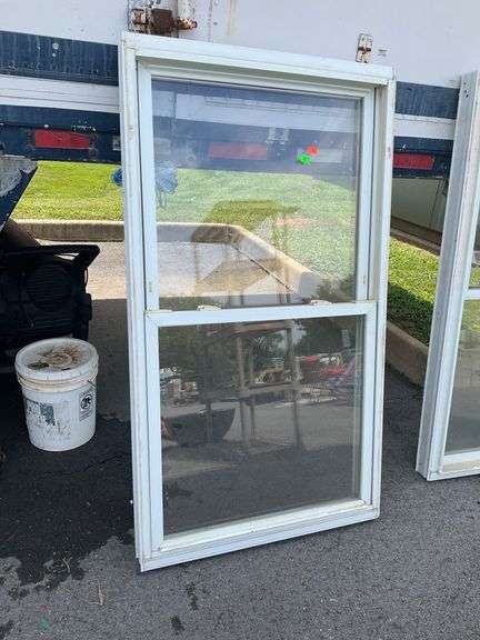 Framed Window Unit with Double Glass Panels, 62”Hx34”W