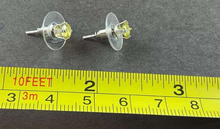 Sterling silver simulated yellow diamond stud earrings
