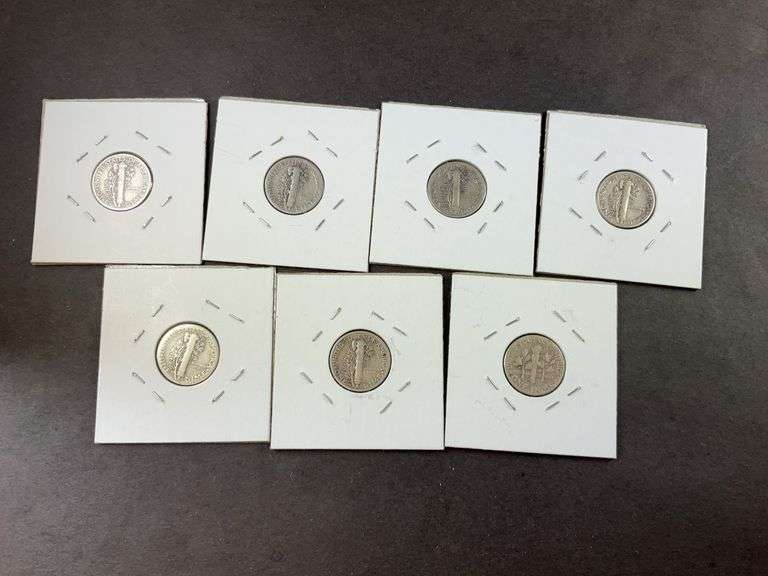Eight mercury dimes 1940, 1941D, 1941, 1943, 1945, 1945D, and 1948D