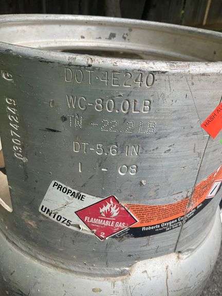Propane Tank for Forklift Application, Approximately Half Full
