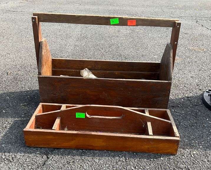 Wooden Toolbox with Divided Handle Tray