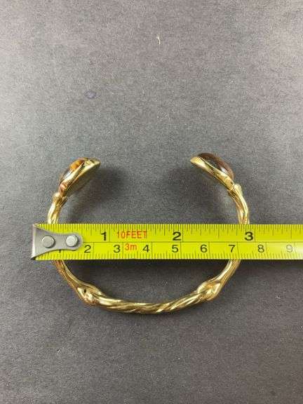 Gold over stainless steel tigers eye bracelet