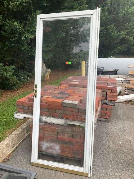 Glass Front Storm Door with Brass Handle, 80″Hx32″W