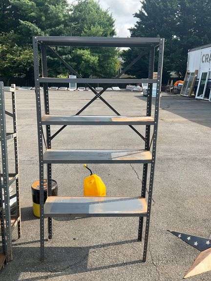 Five-Tier Metal Shelf Unit with Cross-Brace Support