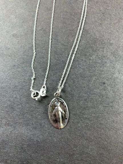 Sterling silver religious necklace 18in