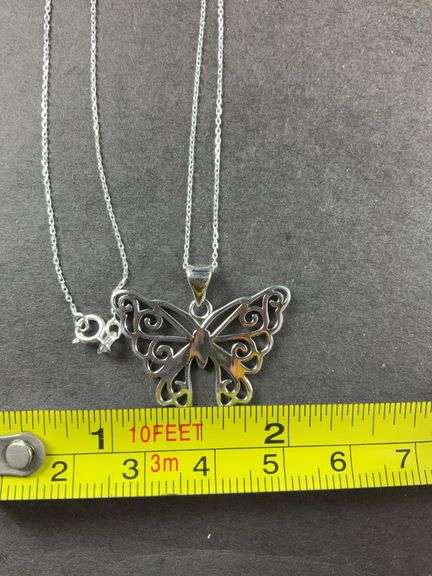 Sterling silver butterfly necklace 18in