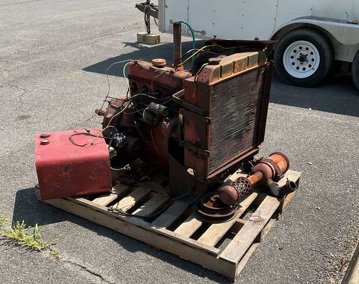 International Harvester Co. Engine, serial number H123. Has gas tank, 4-cylinder, this engine, as I was told, came out of an old Combine. Running condition is unknown to Hash Auctions. Stop by and check this one out for yourself. Loader available to load so bring something appropriate to load onto.