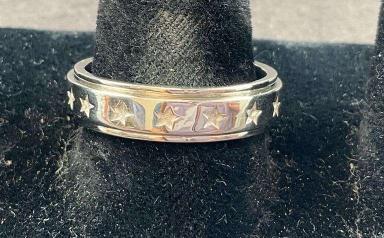Sterling silver size 10 stars spinner band ring 6.2g