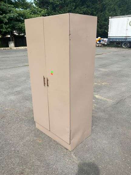 Two-Door Metal Cabinet With Shelf, 63”H x 30”L x 19”W