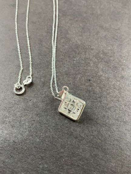 Sterling silver CZ pendant necklace 18in
