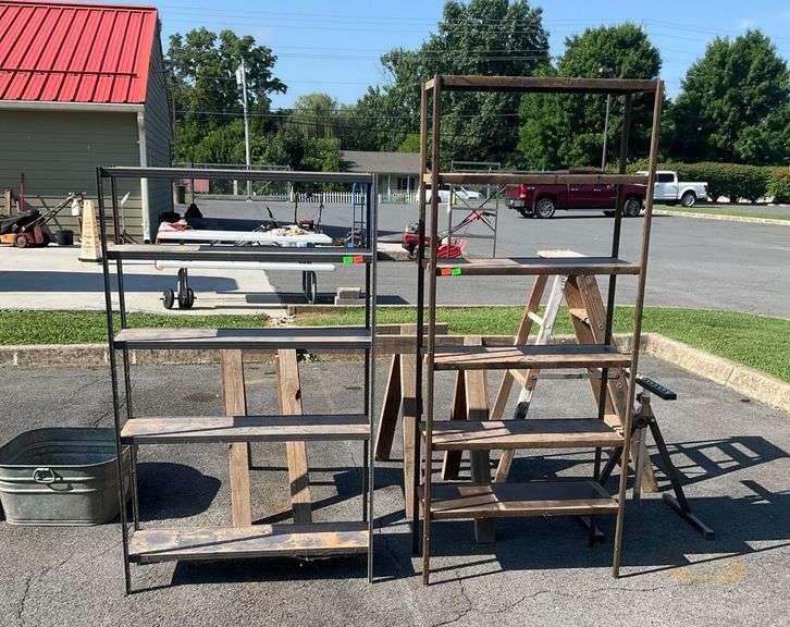 Two Aluminum Shelf Units with Five and Six Shelves