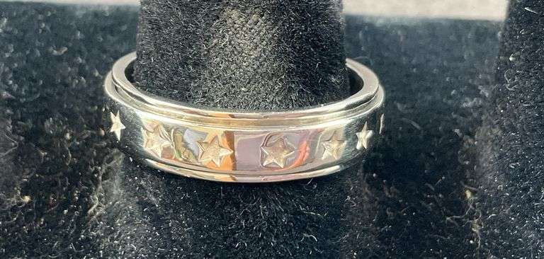 Sterling silver size 10 stars spinner band ring 6.2g