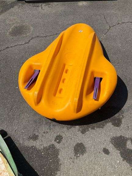 Yellow Rubbermaid Snow Sled with Rope Handle