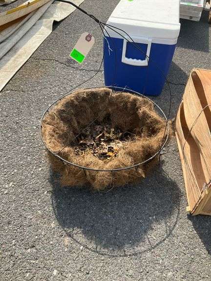 Wire Hanging Moss Basket and Wooden Crate