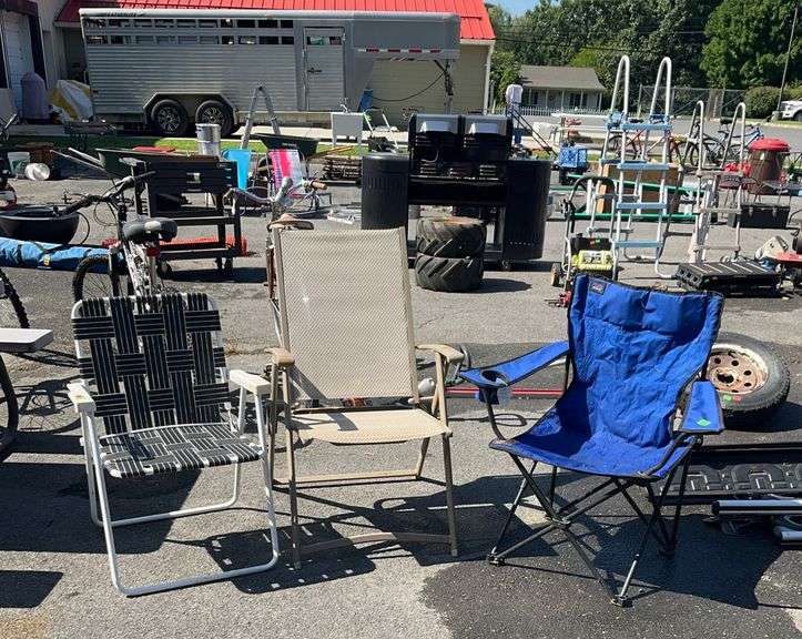 Three Outdoor Folding Chairs with Mixed Designs