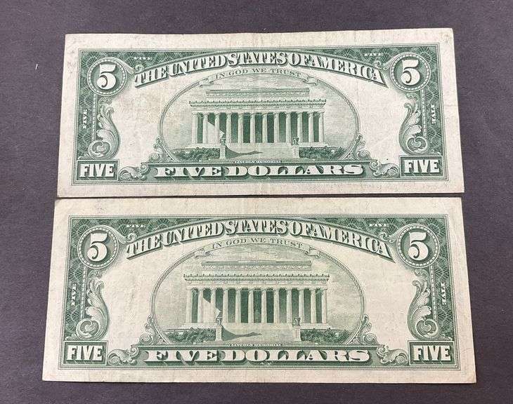 Two 1963 $5 red seals