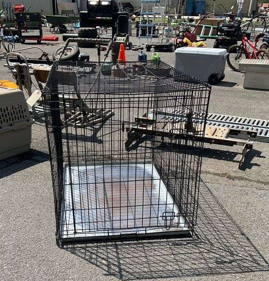 Wire Pet Cage with Metal Tray Liner, 42”Lx28”Wx30”H