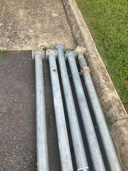 Five Galvanized Shoring Posts with Adjustable Threaded Ends