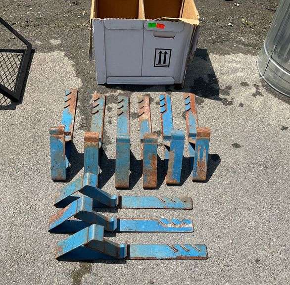 Nine Metal Roofing Brackets with Blue Finish