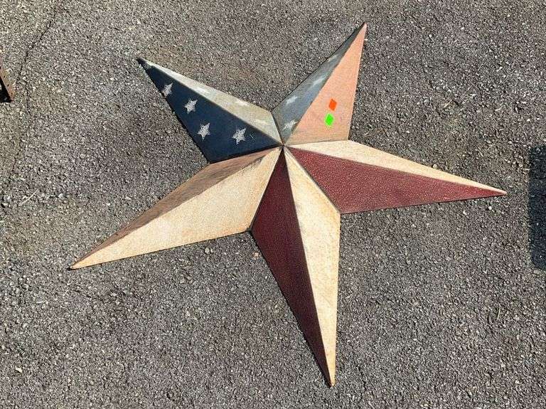 American Flag-Themed Metal Five-Pointed Star, 36 Inches