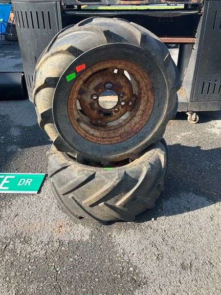 23×10.50-12 Tires with Wheels Showing Dry Rot and Rust