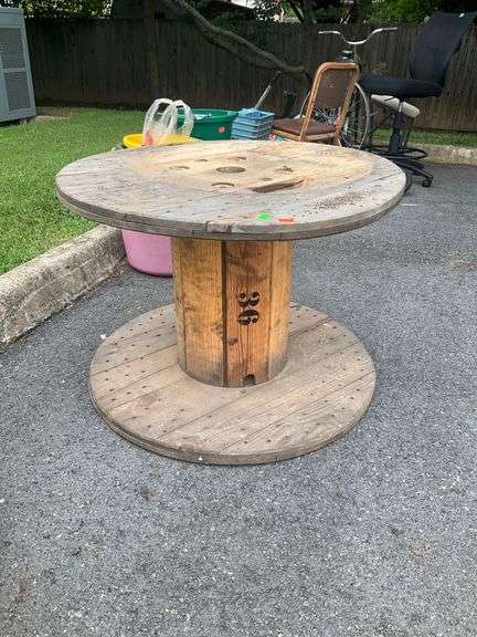 Wooden Spool, 36-Inch Diameter x 25-Inch Height