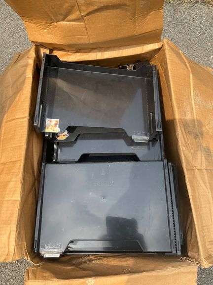 Cardboard Box with Black Plastic File Tray Holders