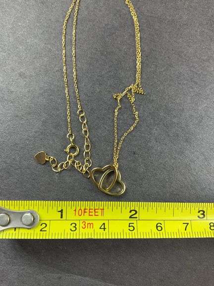Gold over sterling silver interlocking heart necklace 18in