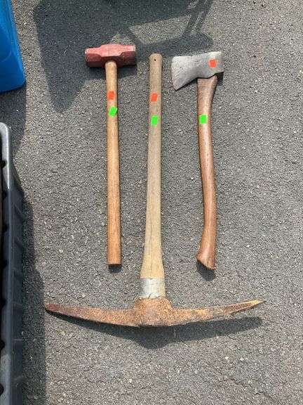 Sledgehammer, Axe, and Pickaxe Collection with Wooden Handles
