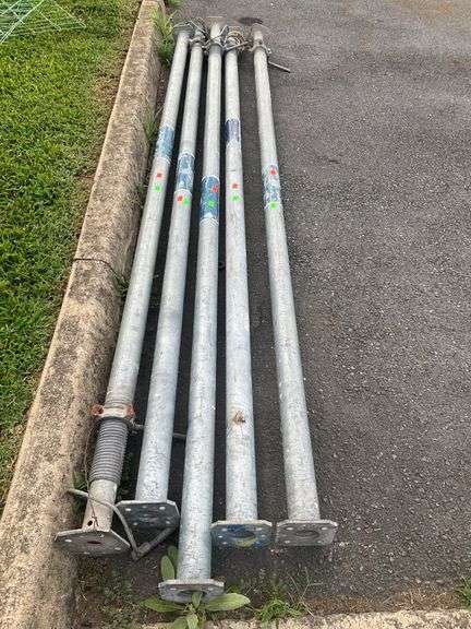 Five Galvanized Shoring Posts with Adjustable Threaded Ends