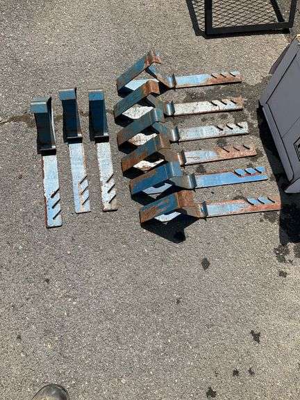 Nine Metal Roofing Brackets with Blue Finish