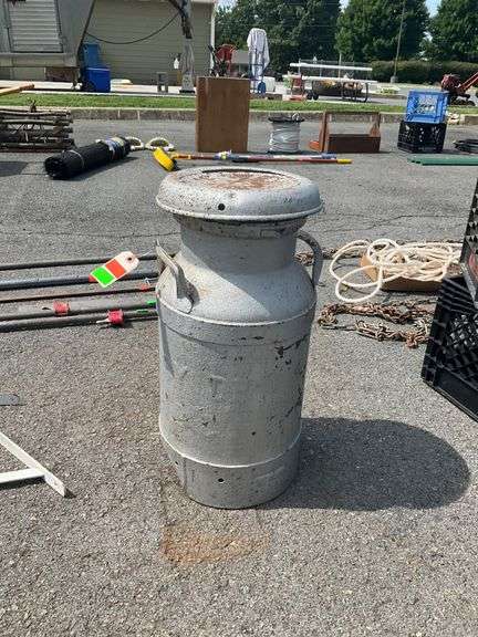 Metal Dairy Can with Handle and Top Lid, 21”H