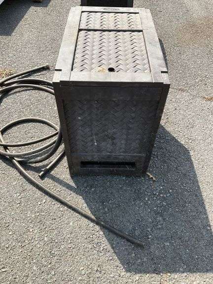 Suncast Resin Wicker-Style Hose Reel Box with Integrated Storage