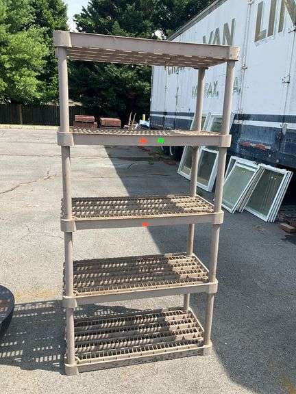 Five-Tier Plastic Shelf Unit, 71”Hx36”Lx18”W