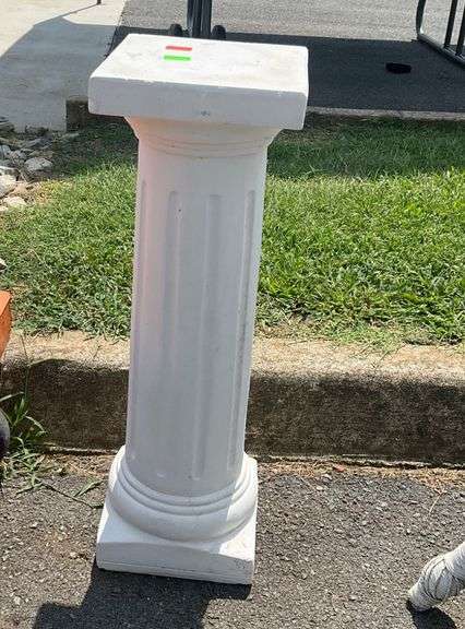 White Resin Column Pedestal, 28 Inches Tall