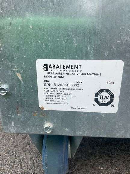 Abatement Technologies HEPA-AIRE Negative Air Machine H2KM for Parts or Repairs