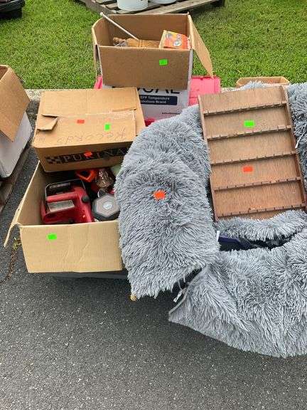 Household Items, Tools, and Display Shelf Lot