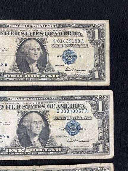 Four silver certificates 1957(2) and 1957B(2)
