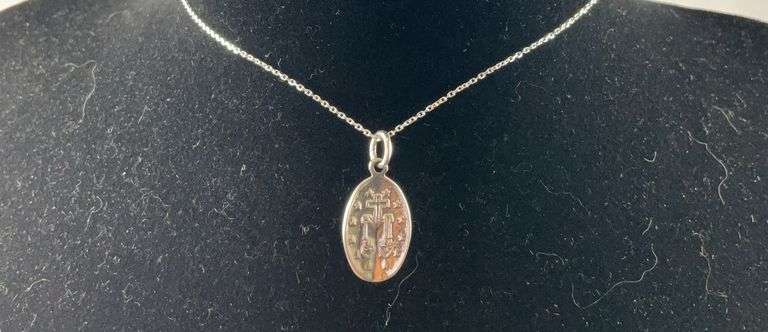 Sterling silver religious necklace 18in
