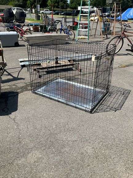 Wire Pet Cage with Metal Tray Liner, 42”Lx28”Wx30”H