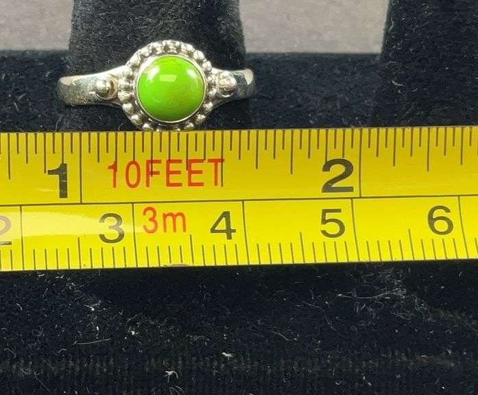 Sterling silver green turquoise ring size 7