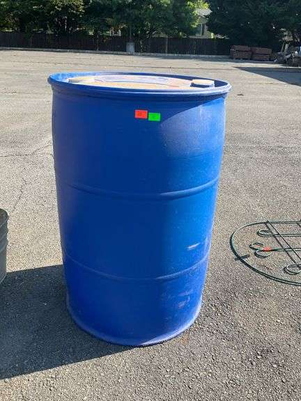 Blue 50-Gallon Plastic Drum