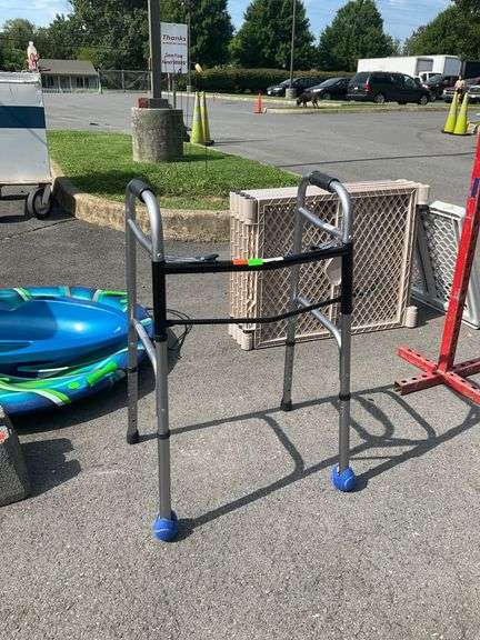 Adjustable Medical Walker with Blue Front Glide Balls