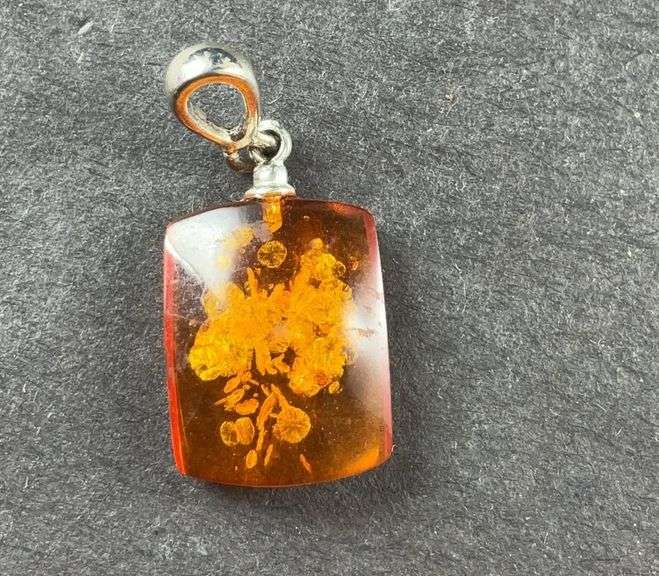 Sterling silver Baltic amber pendant