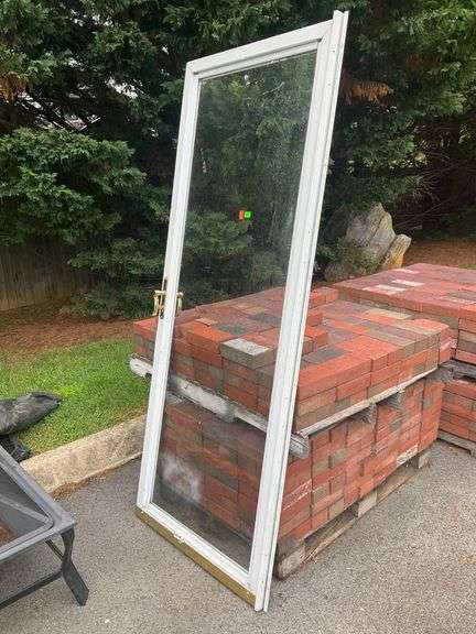 Glass Front Storm Door with Brass Handle, 80″Hx32″W