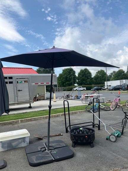 Tilt Action Outdoor Umbrella with Base, 8’x6’