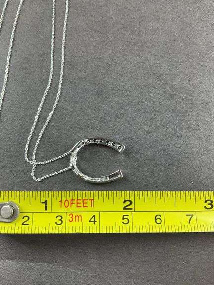 Sterling silver horseshoe pendant necklace 18in