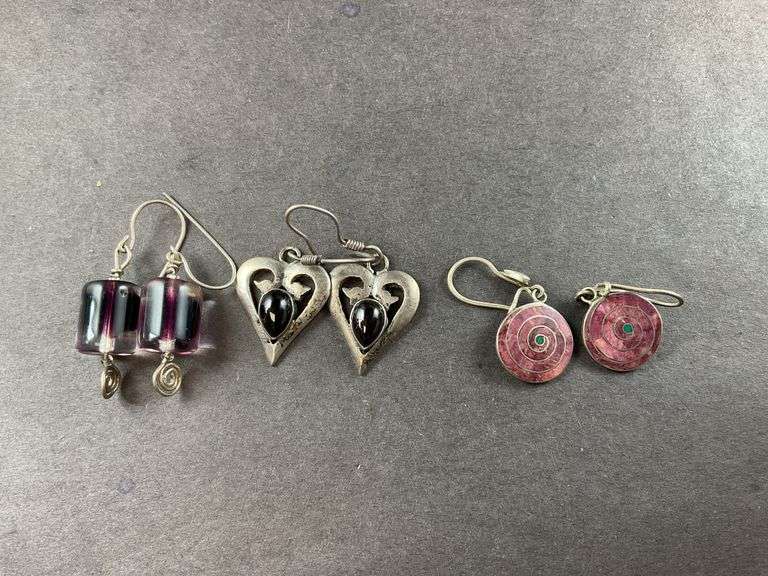 Three Sets Of Dangling Earrings
